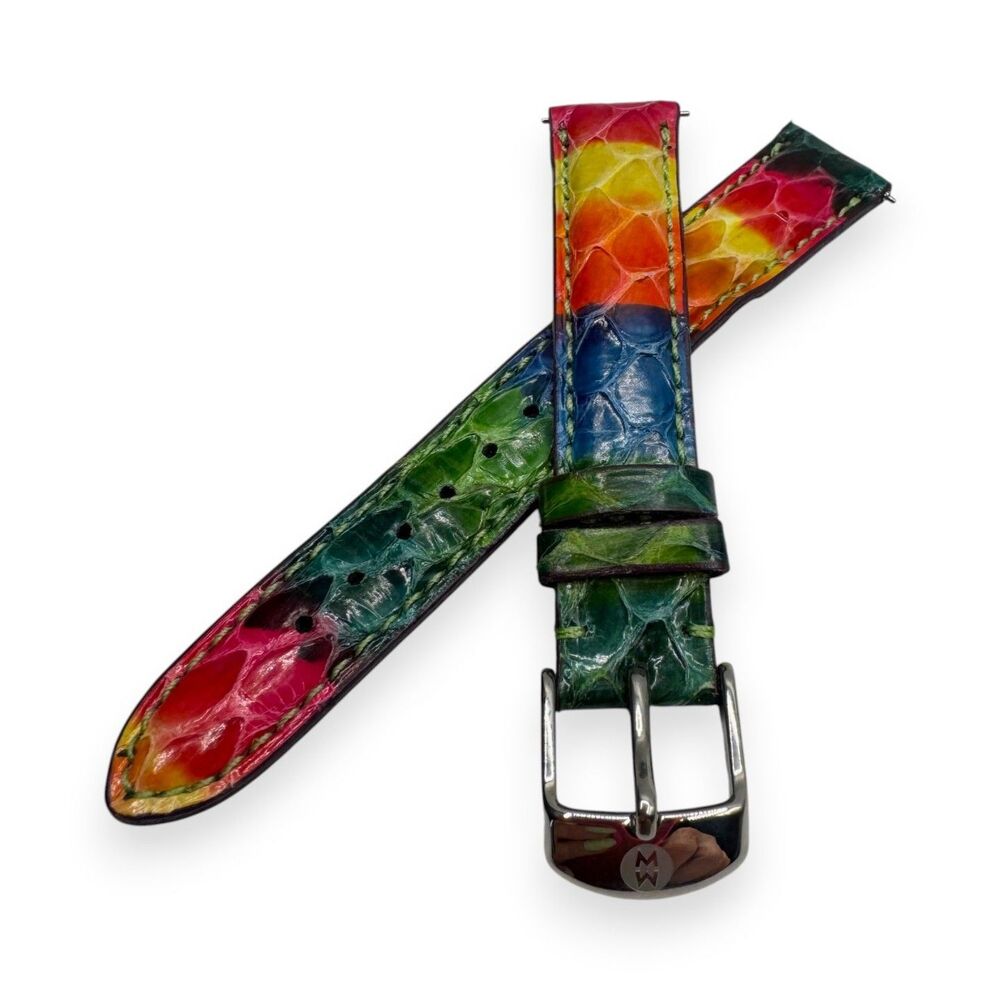 Michele 16mm Multicolor Snakeskin Watch Strap NWOT Rainbow Leather